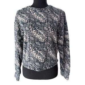 Zara Snakeskin Cropped Sweatshirt Size S Beige Black Animal Print Neutral